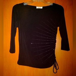 A. Byer Black with Gold Starburst Pattern Tie Shirt Size Medium